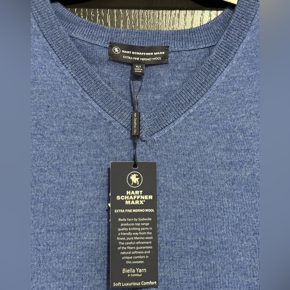 Hart Schaffner Marx Blue Extra Fine Merino Wool Vest NWT XL Tall - Picture 3 of 5